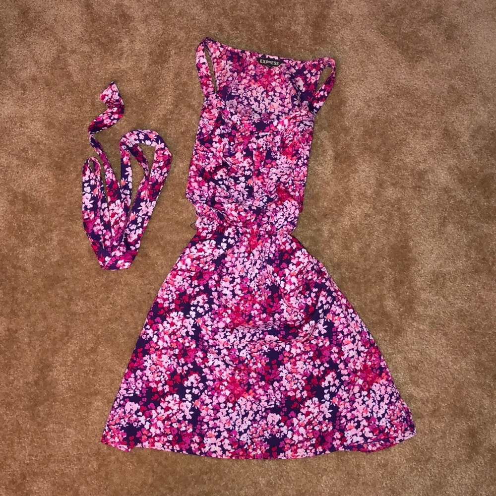 floral ruffle topped dress